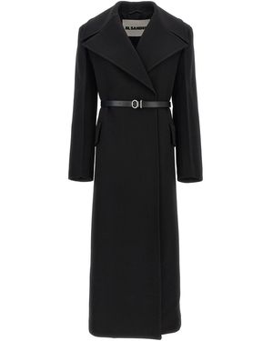 Jil Sander Zweireihiger Mantel - Schwarz