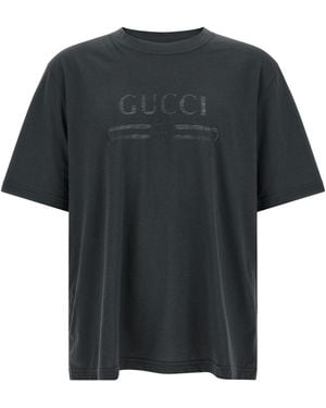 Gucci 'incrocio Gg' Devoré T-shirt - Black
