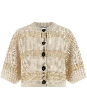 Brunello Cucinelli 'crop' Cardigan - Natural