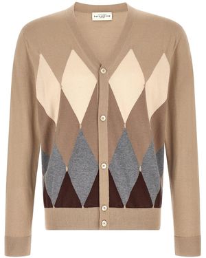Ballantyne Cardigan Argyle - White