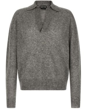 Tom Ford Cashmere And Silk Polo Shirt - Grey