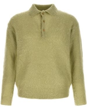 AURALEE Polo 'Brushed Super Kid Mohair Knit' - Green