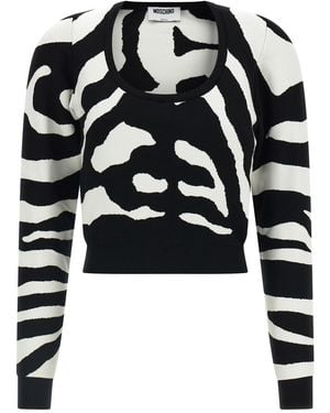 Moschino Pullover Mit Zebra-Intarsienmuster - Schwarz