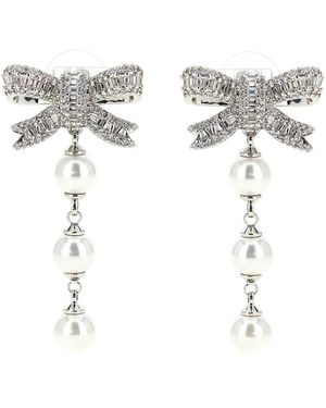 Self-Portrait 'crystal Bow Pearl Droplet' Earrings - Multicolour
