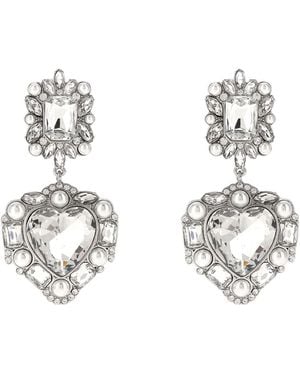 Self-Portrait 'crystal Pearl Tiered Heart' Earrings - White