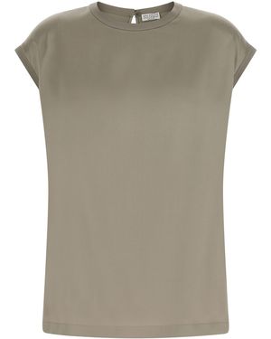 Brunello Cucinelli Satin Blouse - Grey