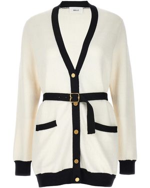 Bally Jacquard Logo Cardigan - Natur