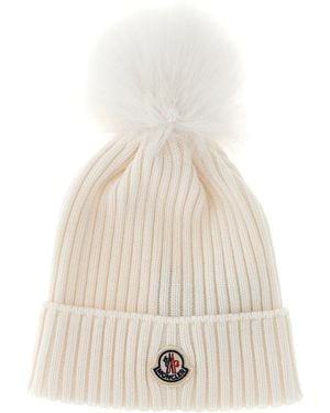 Moncler Pon Pon Wool Beanie - White