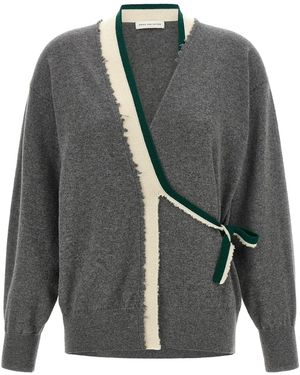 Dries Van Noten 'toma' Jumper With Crossed Closure - Grey