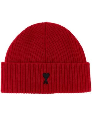 Ami Paris 'ami De Coeur' Beanie - Red