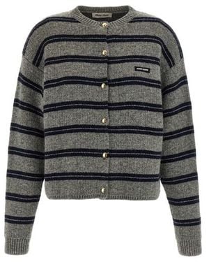 Miu Miu Cardigan Righe - Nero