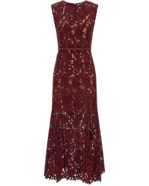 Self-Portrait 'Burgundy Guipure Lace Midi' Dress - Purple