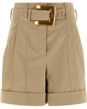 Balmain 'anthem' Buckle Shorts - Natural