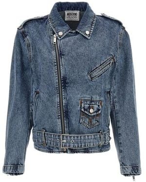 MO5CH1NO JEANS - MOSCHINO Giacca denim cristalli - Blu