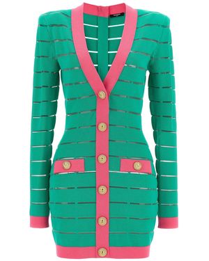 Balmain Two-tone Knit Dress - Green
