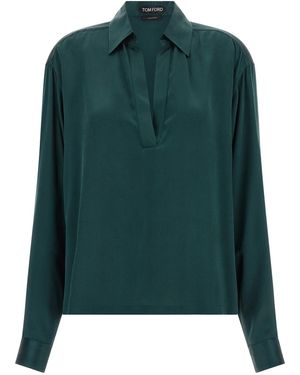 Tom Ford Satin Silk Polo Shirt - Green