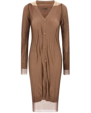 MM6 by Maison Margiela 'trapped' Double Layer Dress - Brown