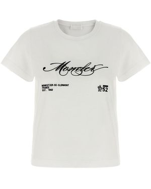 Moncler T-Shirt Mit Stickerei - Weiß