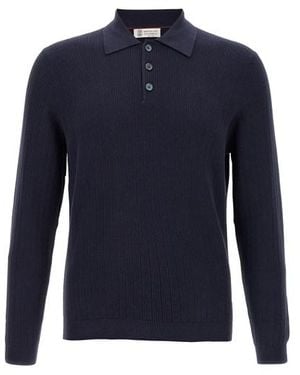 Brunello Cucinelli Polo Uncinetto - Blu