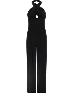 Norma Kamali 'cross Halter Straight Leg' Jumpsuit - Black