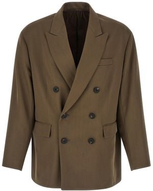 Ssstein Double-Breasted Wool Blazer - Brown