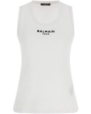 Balmain Tank Top Paris' - Bianco
