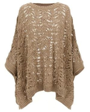 Brunello Cucinelli 'foliage Lace' Poncho - Natural