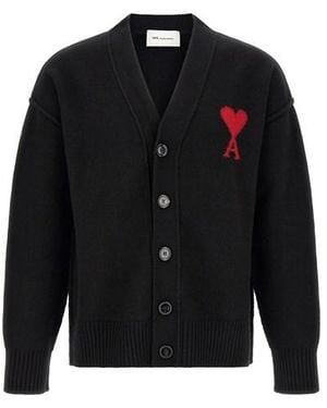 Ami Paris Cardigan 'Ami De Coeur' - Nero