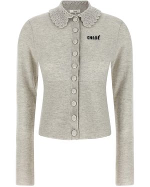 Chloé Collar Cardigan - White