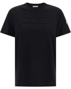 Moncler Logo Embroidery T-shirt - Black