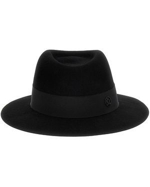 Maison Michel Cappello Fedora Con Logo Metallico - Nero