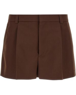 Gucci Logo-Embossed Tailored Wool-Twill Shorts - Brown