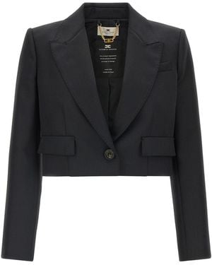 Elisabetta Franchi Cropped Blazer - Black