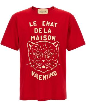 Valentino Garavani 'le Chat De La Maison' T-shirt - Red