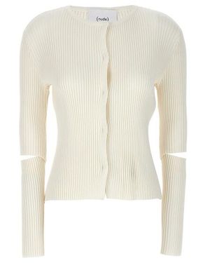 Nude Cardigan costine dettaglio cut out - Bianco