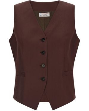 Alberto Biani Viscose And Linen Vest - Brown