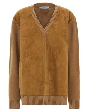 Prada Maglione Suede - Marrone