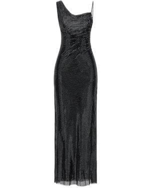 Self-Portrait 'black Rhinestone Draped Maxi' Dress