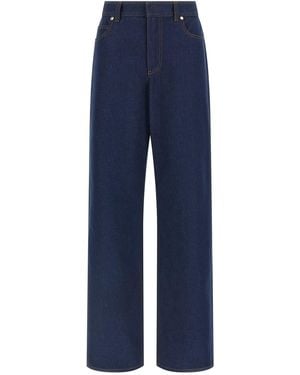 Fendi Wide-Leg Jeans With Ff Reverse Hem - Blue