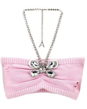 Area Top 'Crystal Butterfly Knit Bandeau' - Rosa