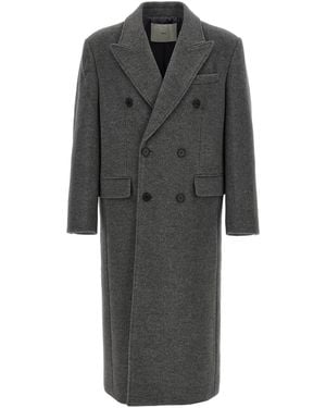 DUNST Wool Double-Breasted Coat - Grey