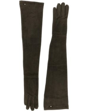 Max Mara Guanti Lunghi 'Estremo' Suede - Nero