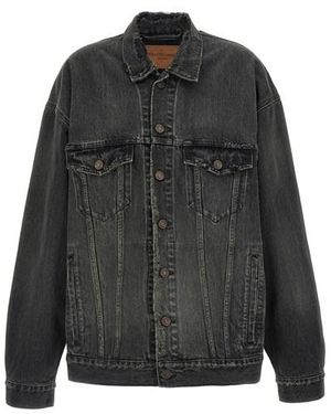 Balenciaga Giacca Denim Effetto Used - Nero