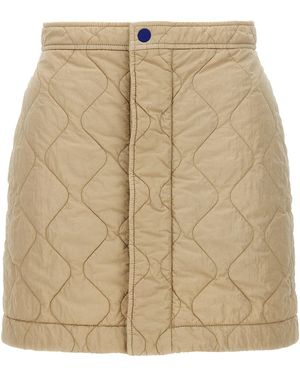 Burberry Quilted Nylon Skirt - Natural