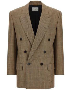 Saint Laurent Blazer Pied De Poule Principe Di Galles - Verde