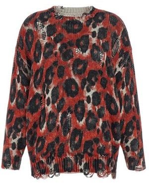 R13 Maglione Strappi - Rosso