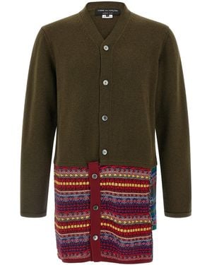 Comme des Garçons Jacquard Insert Cardigan - Green