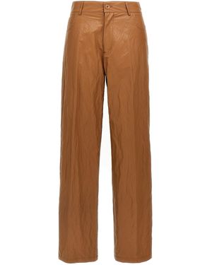 Nude Leather-effect Trousers - Brown