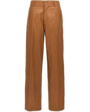 Nude Leather-effect Trousers - Brown