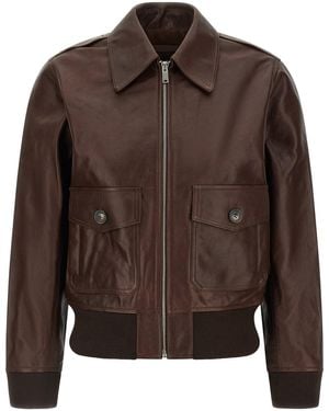 A.P.C. A. P.C. A. P.C. Lederblouson Mit Aufgesetzten Taschen - Braun